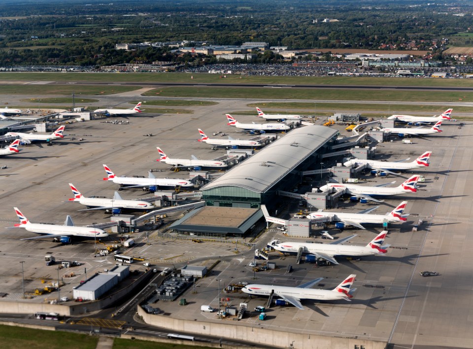  British Airways aeroplanes at their gate at Heathrow Airport Terminal 5