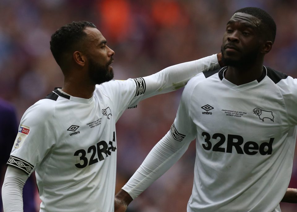  Ashley Cole, seen here with Chelsea loanee Fikayo Tomori at Derby, could be a shock edition to Frank Lampard's new coaching team