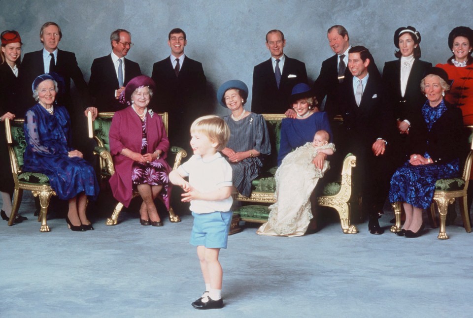  Godparents of other royals - like Prince Harry (seen here on the day of his christening in 1984, where Prince William is stealing his limelight) - have been pictured in official photography