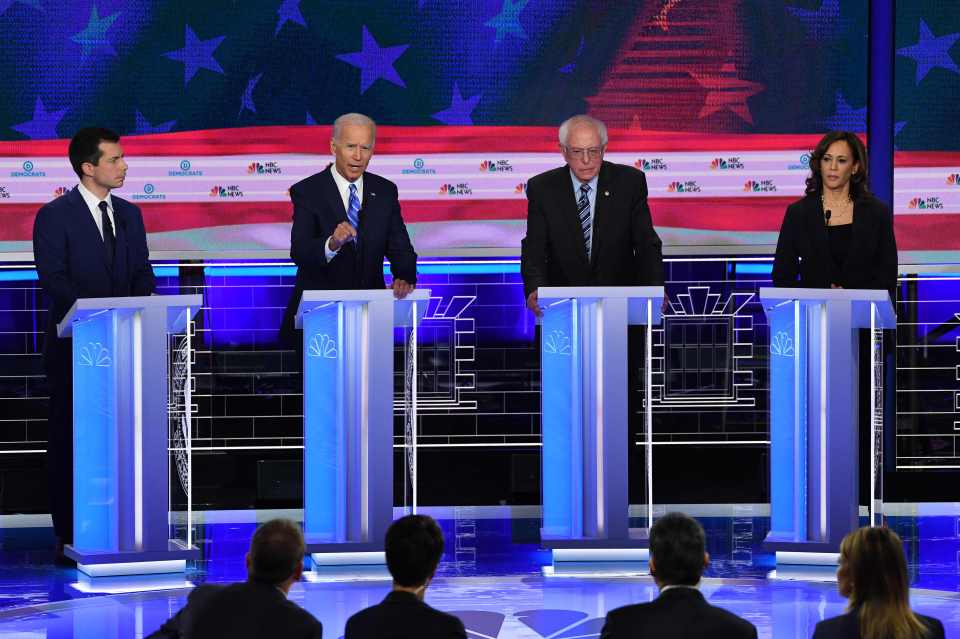  2020 hopeful Joe Biden, second left, clashed with Kamala Harris, right, during a TV debate last week