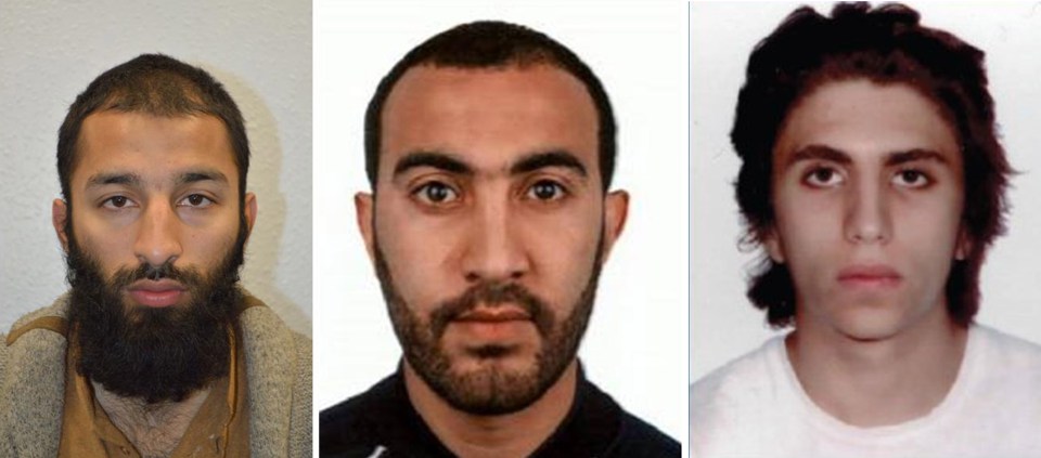  Terror attackers Khuram Butt, Rachid Redouane and Youssef Zaghba