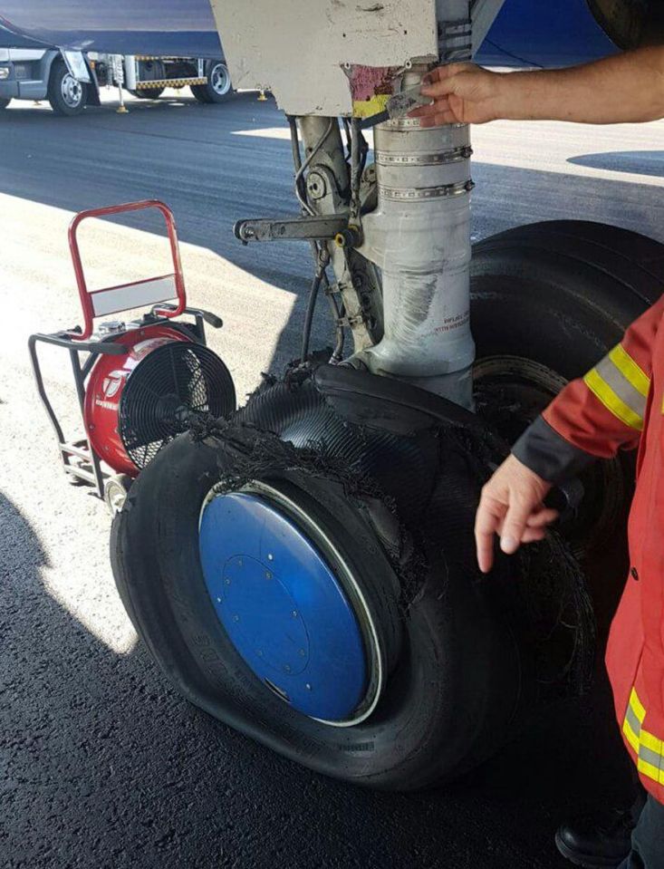  The pilot declared an emergency after a tyre exploded