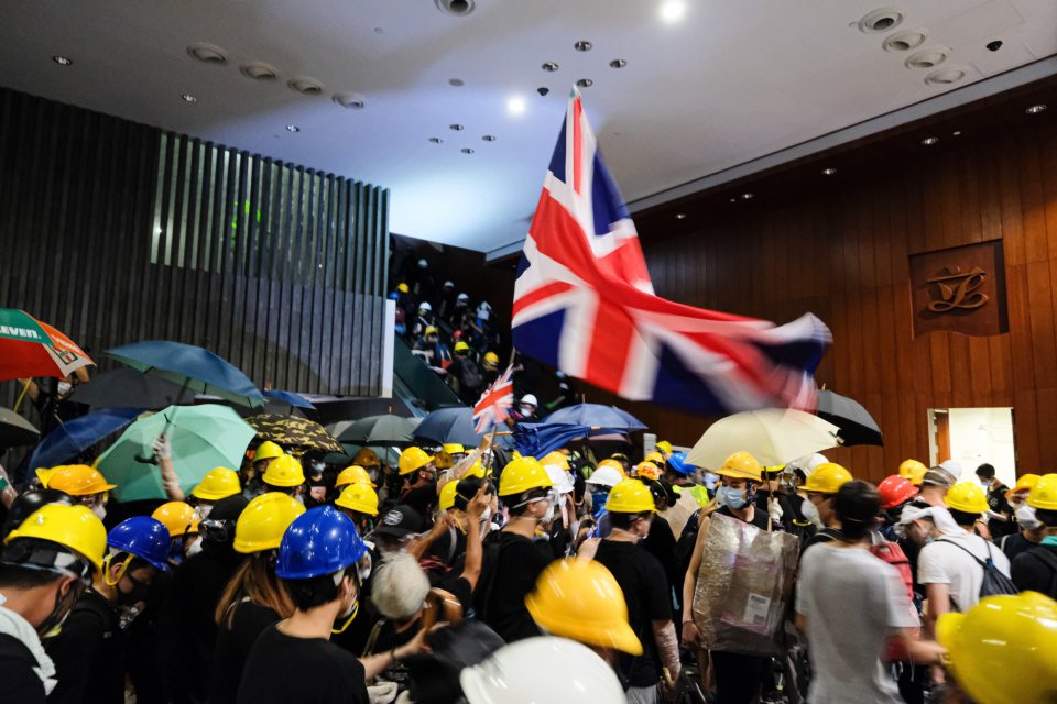  Protesters raised the Union Jack after entering the parliament