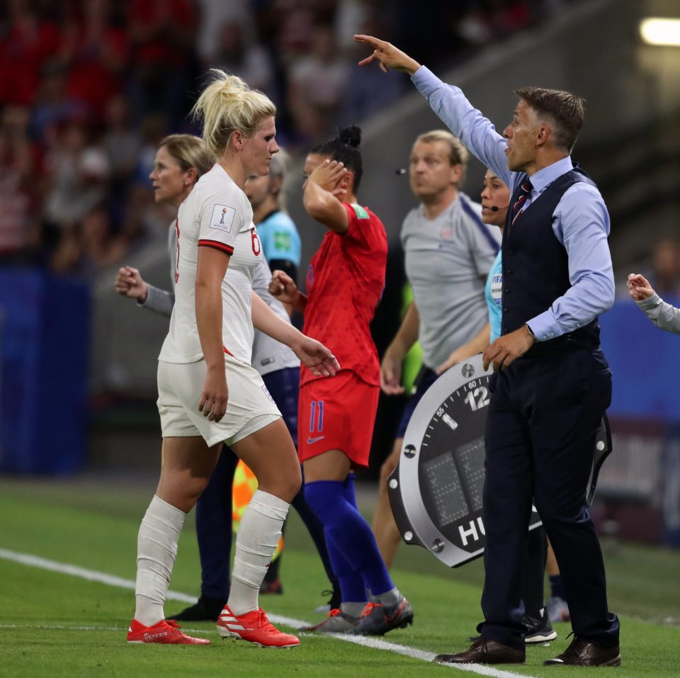  Millie Bright was given her marching orders during the closing stages as England bowed out