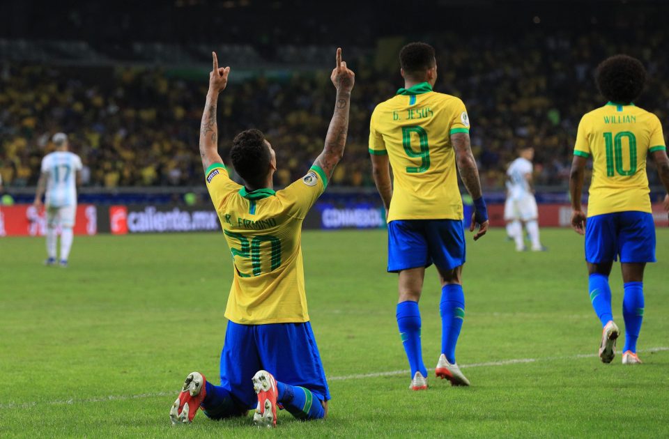  Firmino pointed to the sky as he made sure of Brazil's Copa America final place