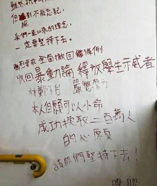  She wrote "Against extradition to China" on the walls of the building before jumping