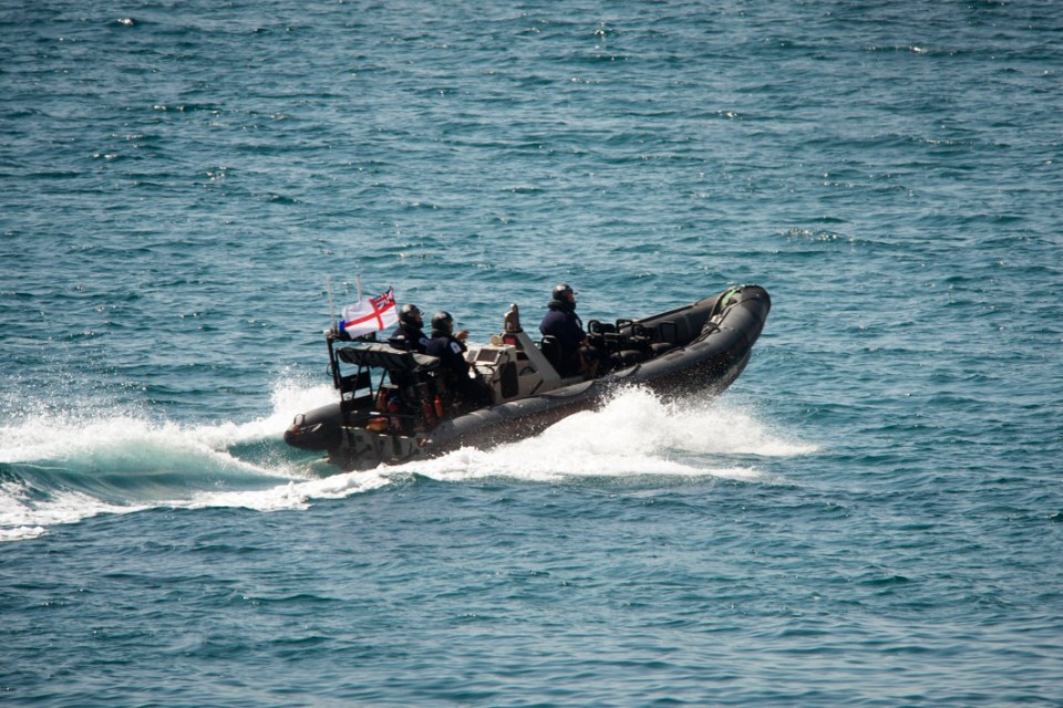  Commandos in a speedboat dash towards the supertanker in the British territory of Gibraltar