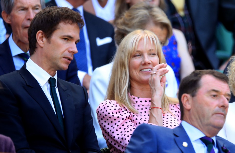 Joely Richardson in the royal box of centre court on day four of the Wimbledon Championships at the All England Lawn Tennis and Croquet Club, Wimbledon