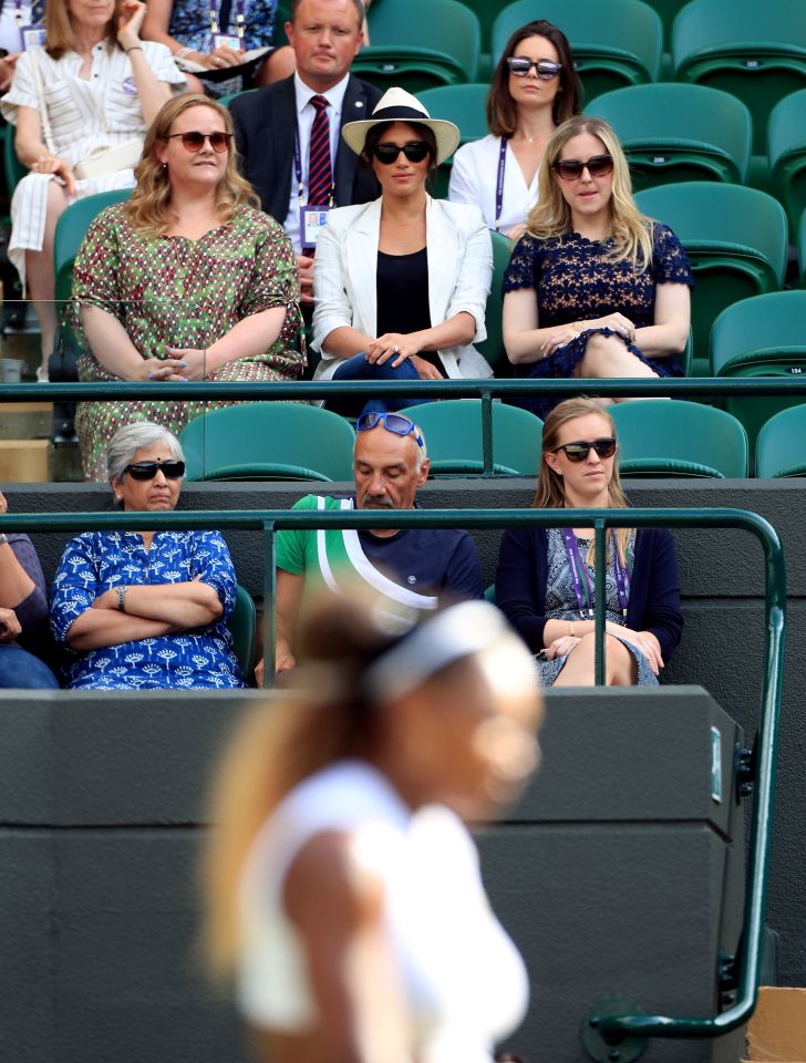  The Duchess of Sussex watches Serena Williams on Court One