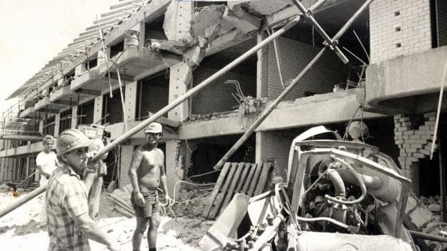  A picture shows scattered debris in the aftermath of an explosion at the resort site