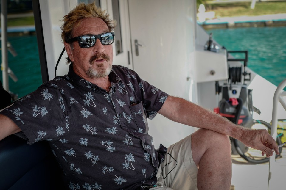 McAfee is pictured on his yacht, anchored at the Marina Hemingway in Havana, on June 26 this year