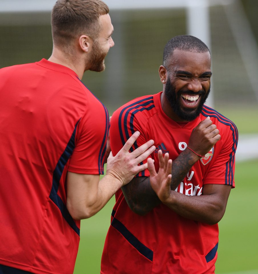  French forward Alexandre Lacazette was in good spirits on the pitch