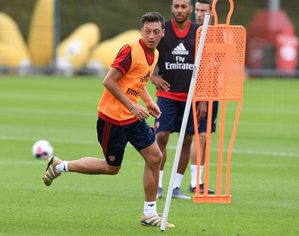  Mesut Ozil in action during pre-season training with the Gunners first-team