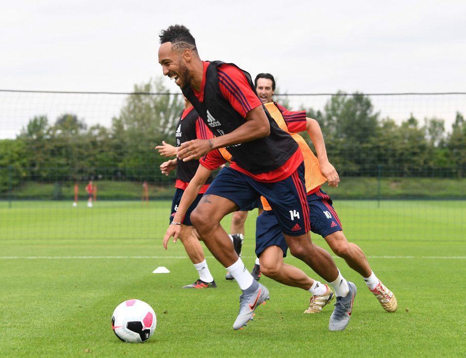  Prem's joint top scorer last year Pierre-Emerick Aubameyang raced away from team-mates