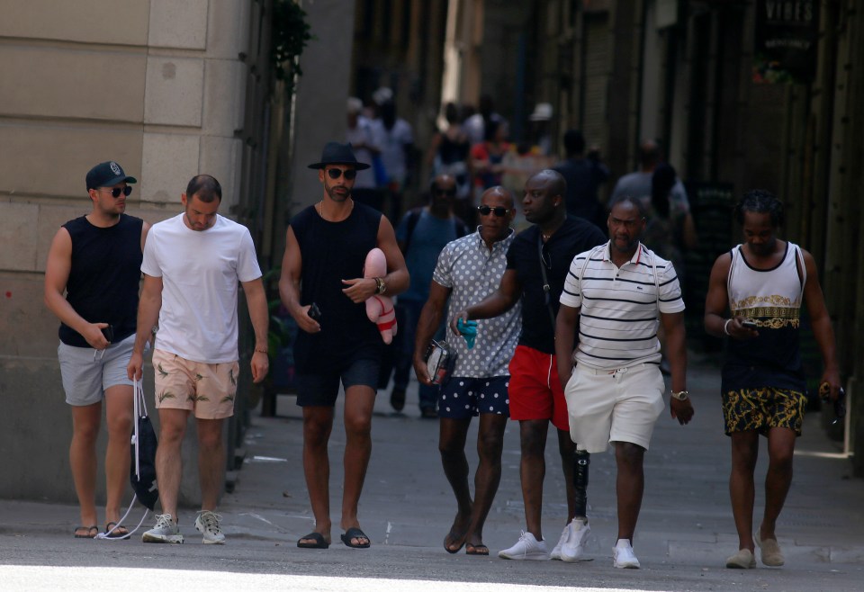  The footballer was joined by 11 of his pals as he celebrated his last few weeks of freedom