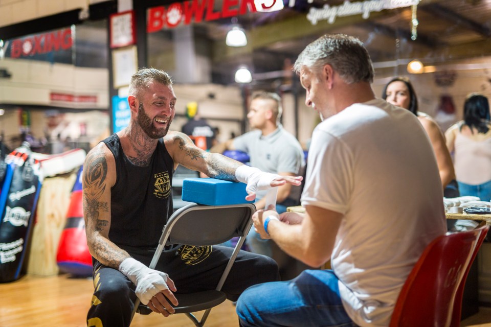  Fighter Jay Eggleston gets his fists wrapped ahead of the event