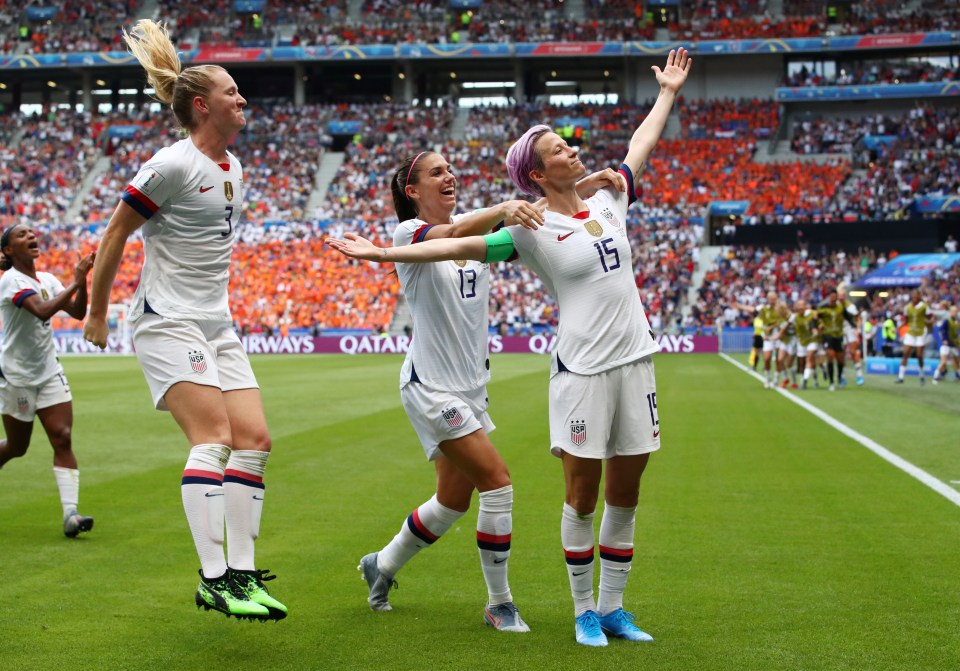  Rapinoe celebrated her opener in trademark fashion