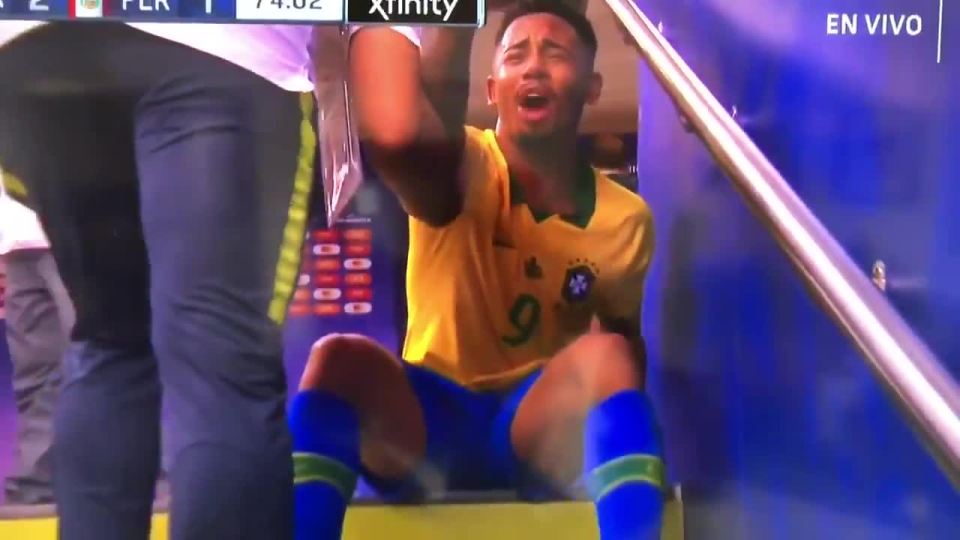  The Brazil and Man City striker was seen kicking water bottles, punching the dug-out and pushing over the VAR monitor