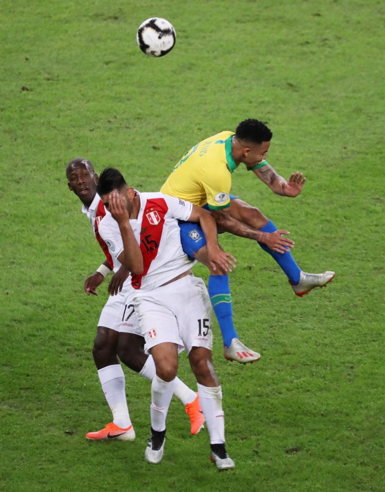  Gabriel Jesus was shown a second yellow card for an innocuous looking challenge on Carlos Zambrano