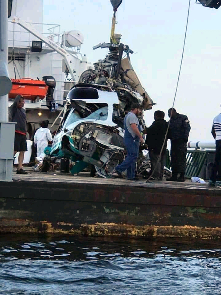  The chopper plunged into the sea as it was flying from the Caribbean to Florida late at night