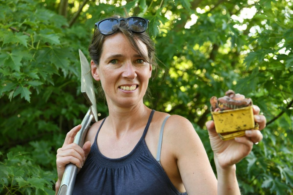 Emily Sullivan believes the pot of false teeth may be a memorial to a previous resident of the house