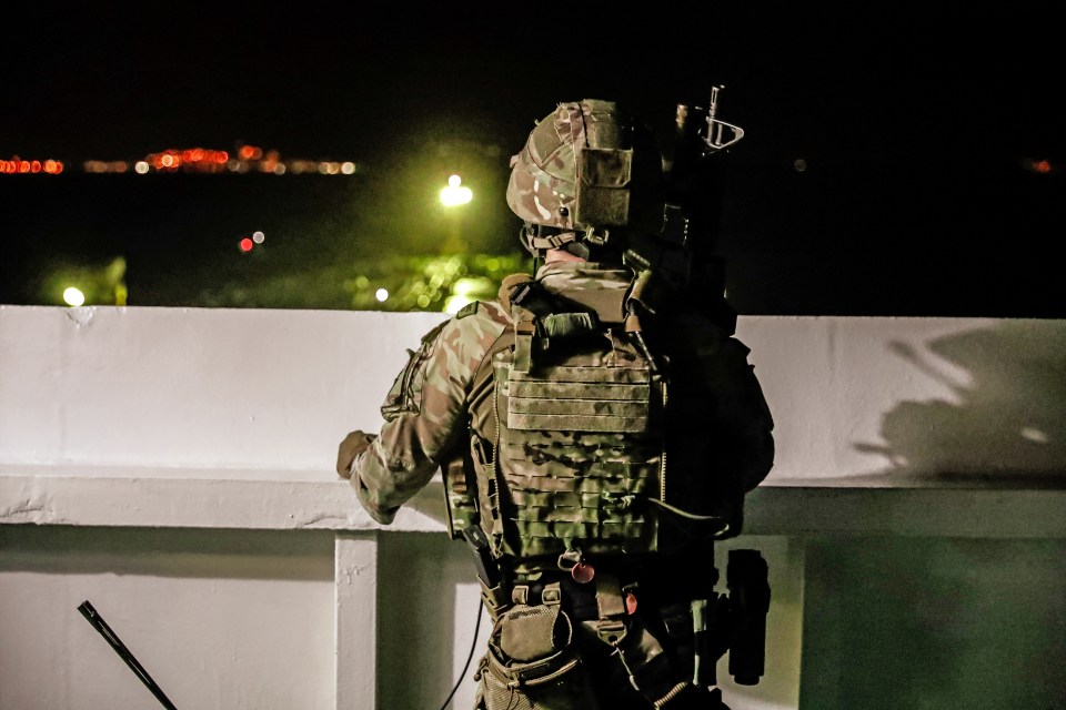  A British Royal Marine during the last Thursday's operation in Gibraltar in which an Iranian oil tanker was captured