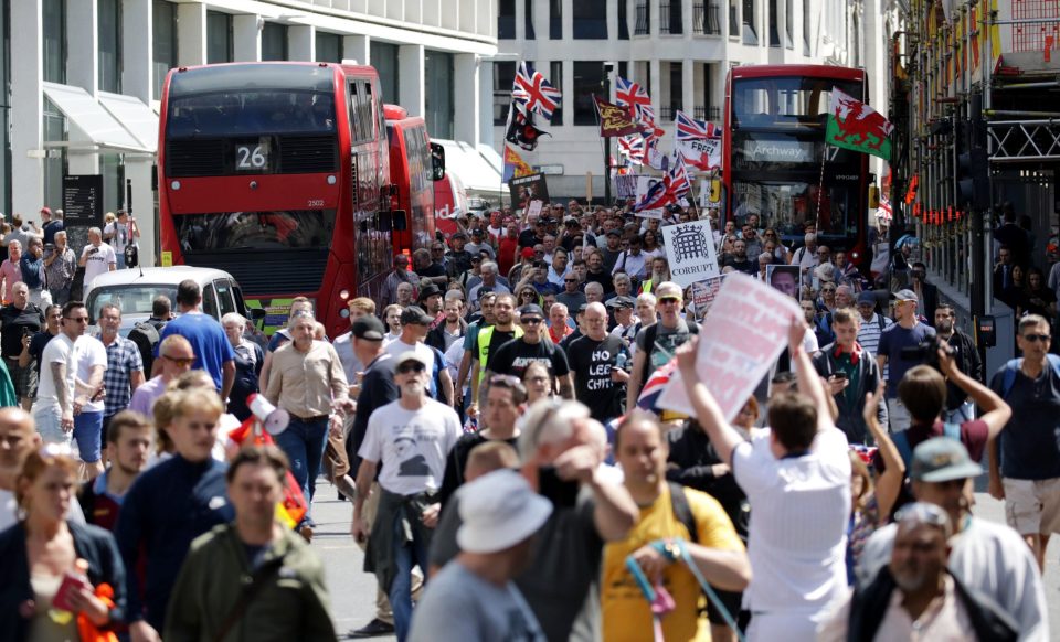  Hundreds of Robinson fans marched to Parliament after the sentence was delivered