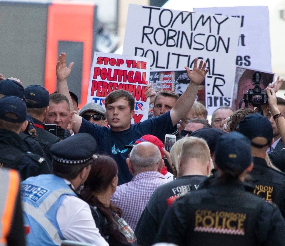  Tommy Robinson encouraged protests after the sentence was announced this morning