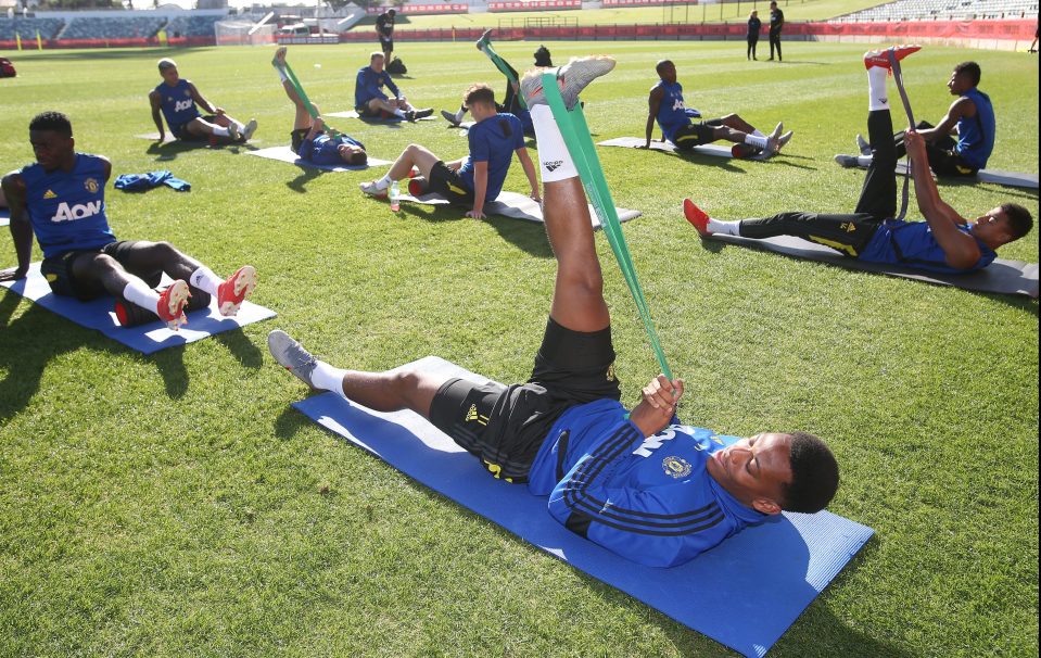  Anthony Martial of Manchester United in action during a training session in Perth, Australia