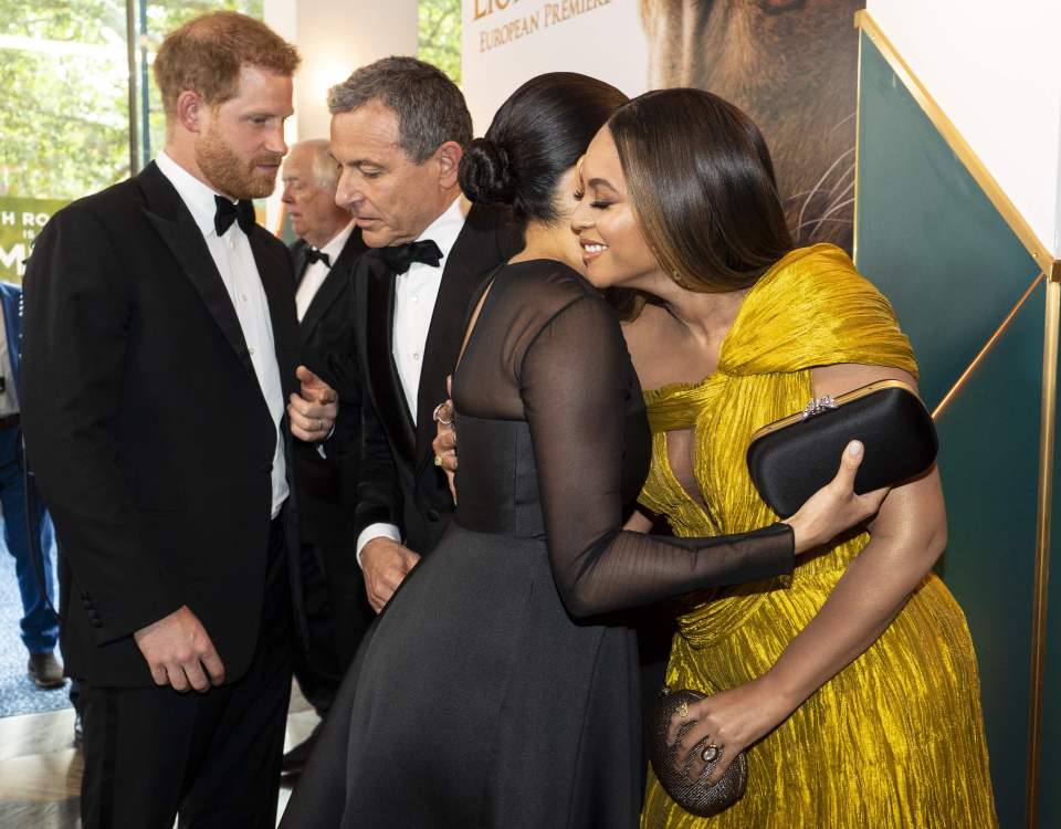  Meghan and Beyonce embrace ahead of watching the updated Disney classic