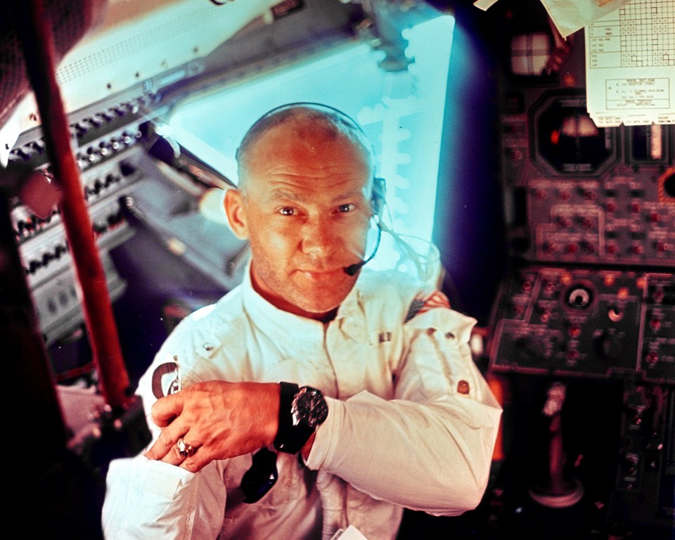  Buzz Aldrin, photographed by Neil Armstrong, inside the lunar module on the day of the landing