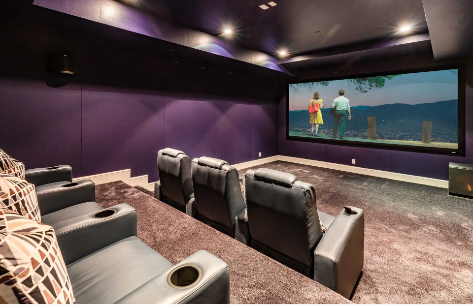 The pad boasts its very own professional-grade cinema room