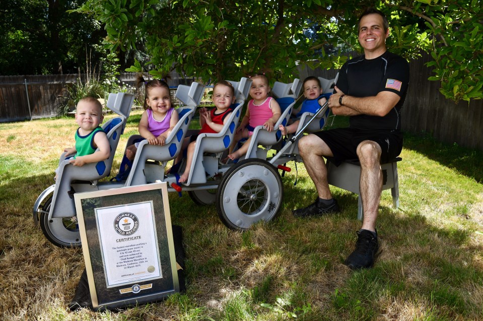  Chad ran a marathon with all five babies in tow, smashing a world record