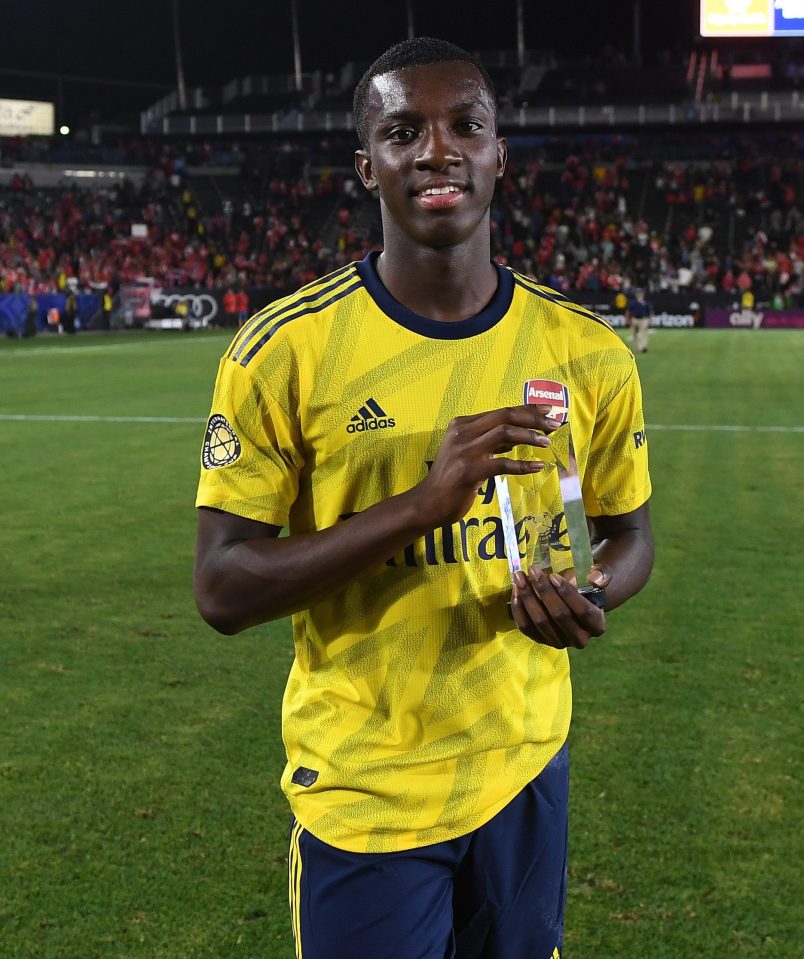  Eddie Nketiah was awarded the man of the match trophy after his late winner