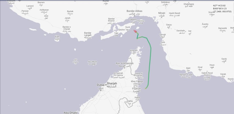  This map shows the route taken by the Stena Impero which was captured by Iran