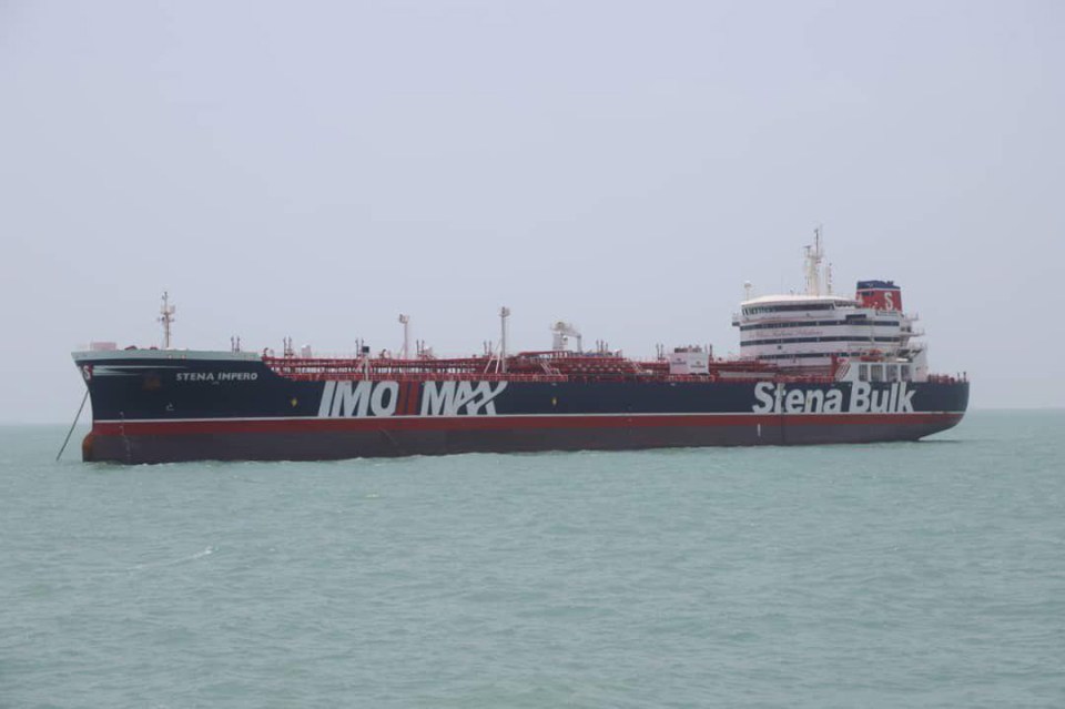  British-flagged tanker Stena Impero anchored in Bandar Abbas in southern Iran (in photos released on Saturday by Iran)