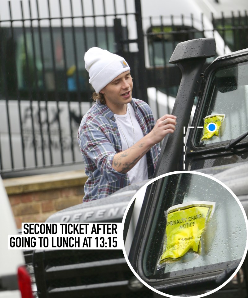  Brooklyn looked unbothered as he peeled the second ticket from his windscreen