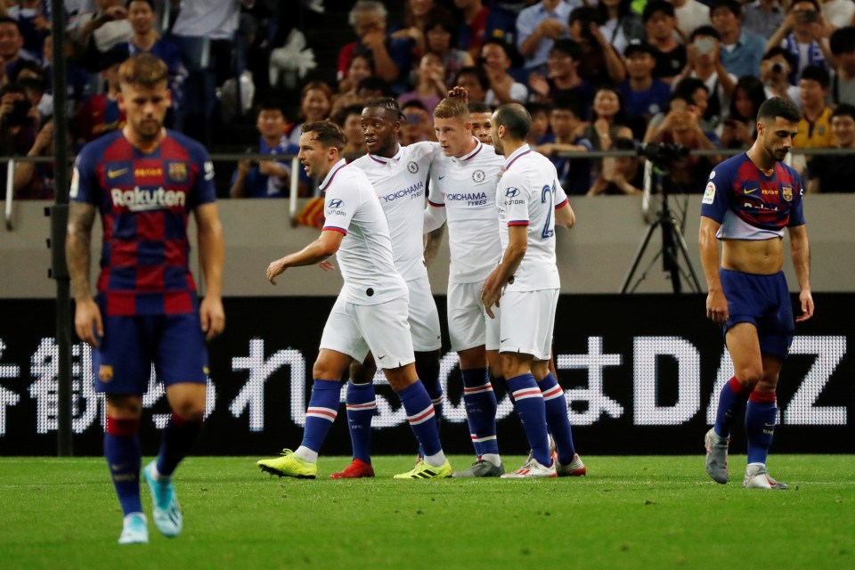  Chelsea celebrated a 2-1 win over Barcelona in their pre-season showdown