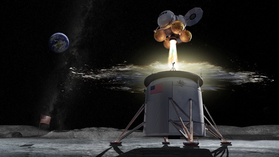  Nasa will build a ‘lander’ to take two astronauts to and from the moon (artist's impression) as part of its Artemis mission