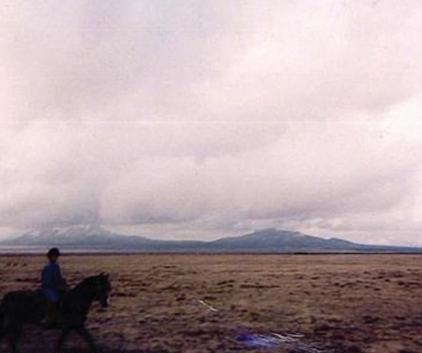 A scenic pic shows Virginia Roberts horse riding at Epstein’s New Mexico ranch, she claims