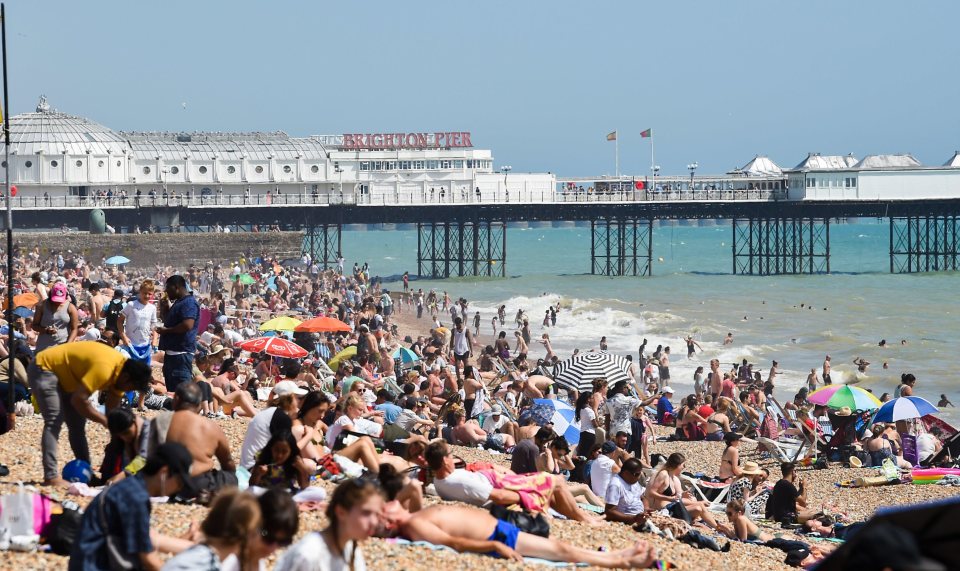  Brighton beach is packed again as the hot sunny weather throughout Britain continues