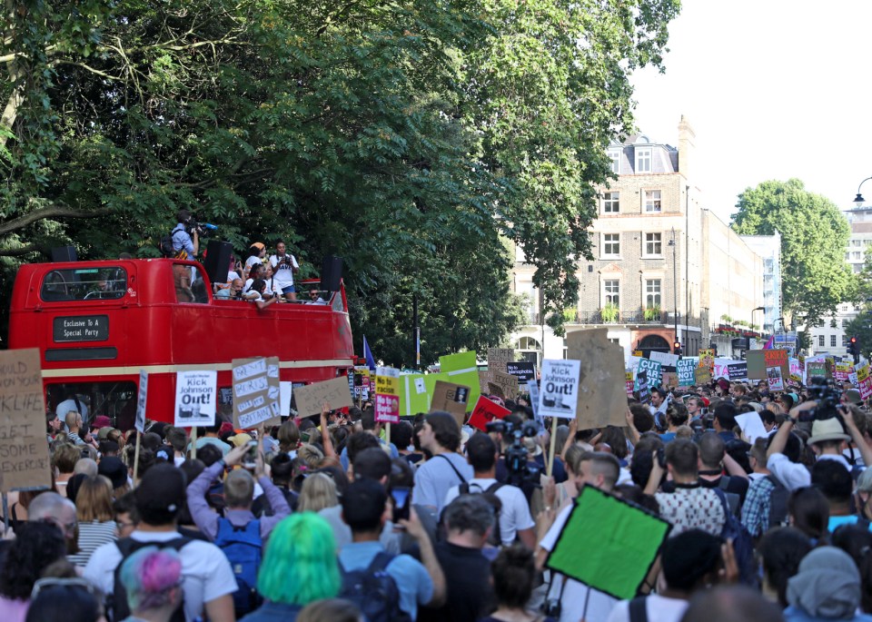  Protests in central London against Boris becoming PM - where police were forced to step in