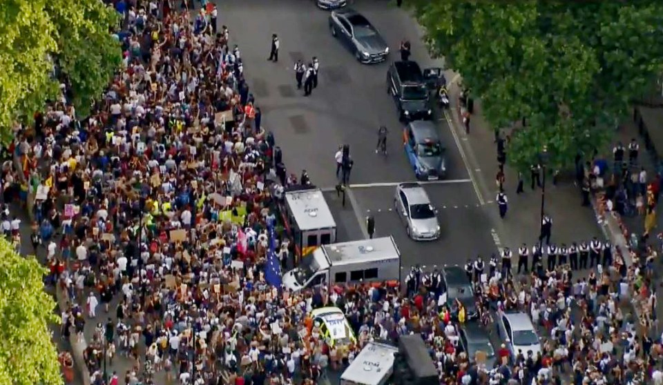  Protesters flooded the city last night as Boris created his top team