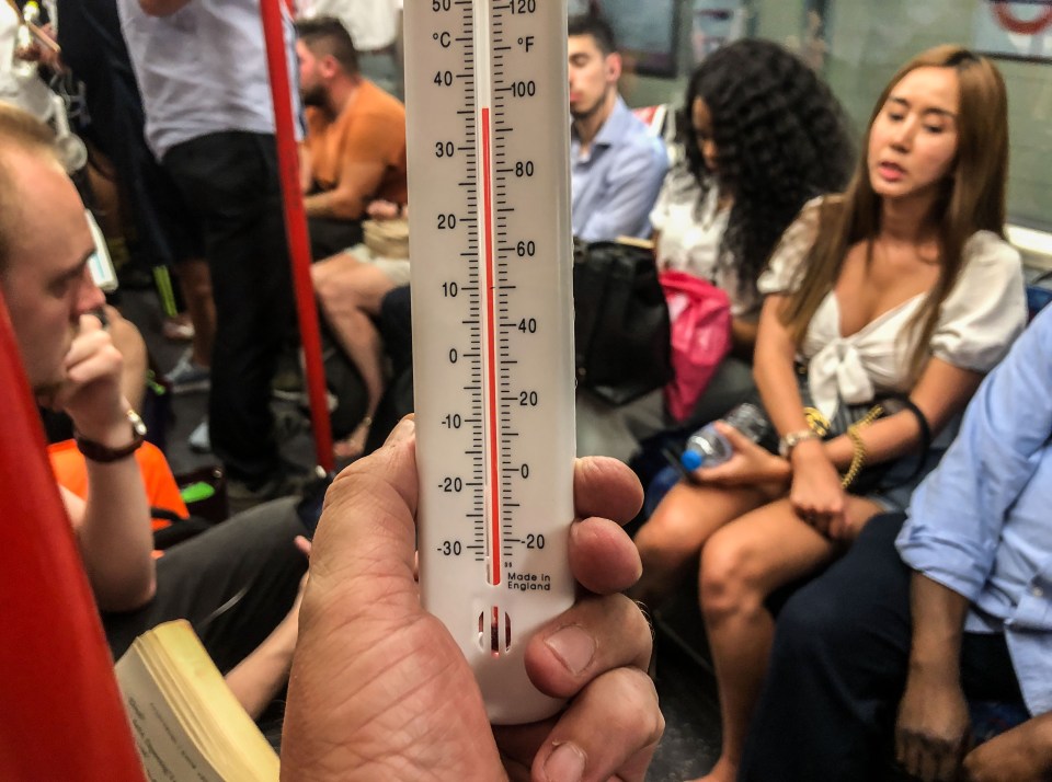  Temperatures topped 35.5C this evening on the Central Line