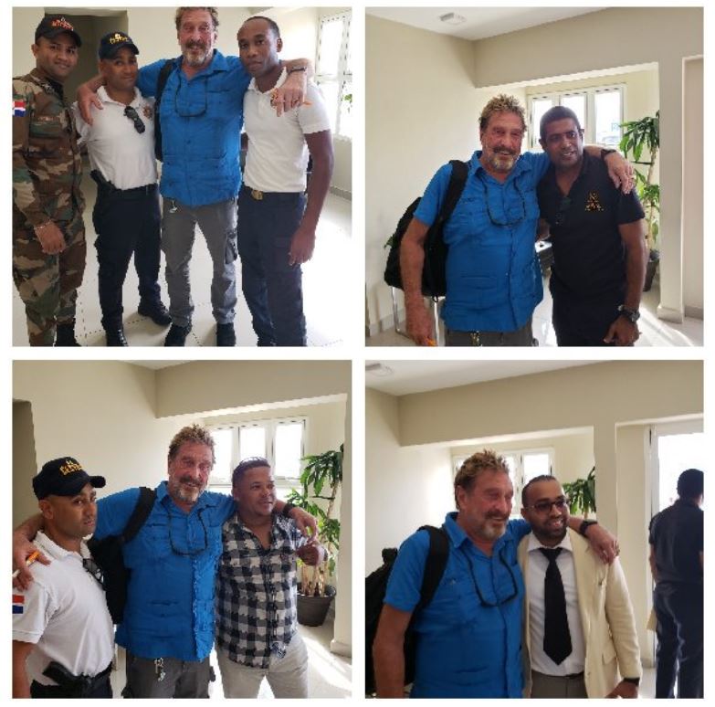 McAfee posted these images on Twitter after his arrest, saying he’d been ‘well treated’