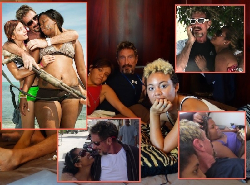 McAfee posted images on his blog of his harem of women