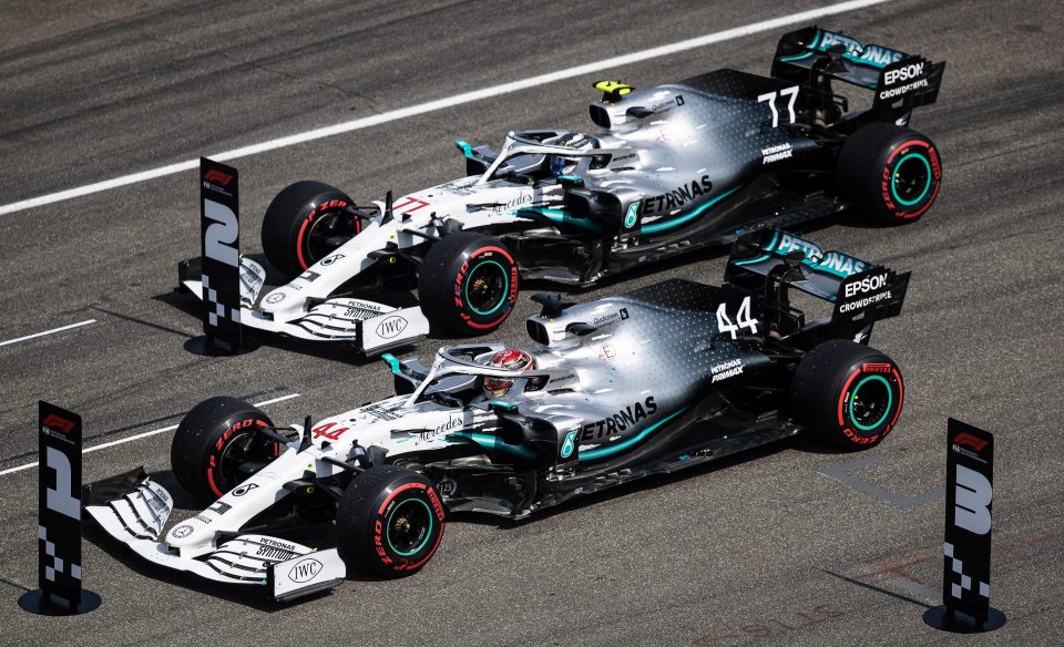  Pole-topper Lewis Hamilton and Mercedes team-mate Valtteri Bottas will fill the first two starting spots for of the German GP