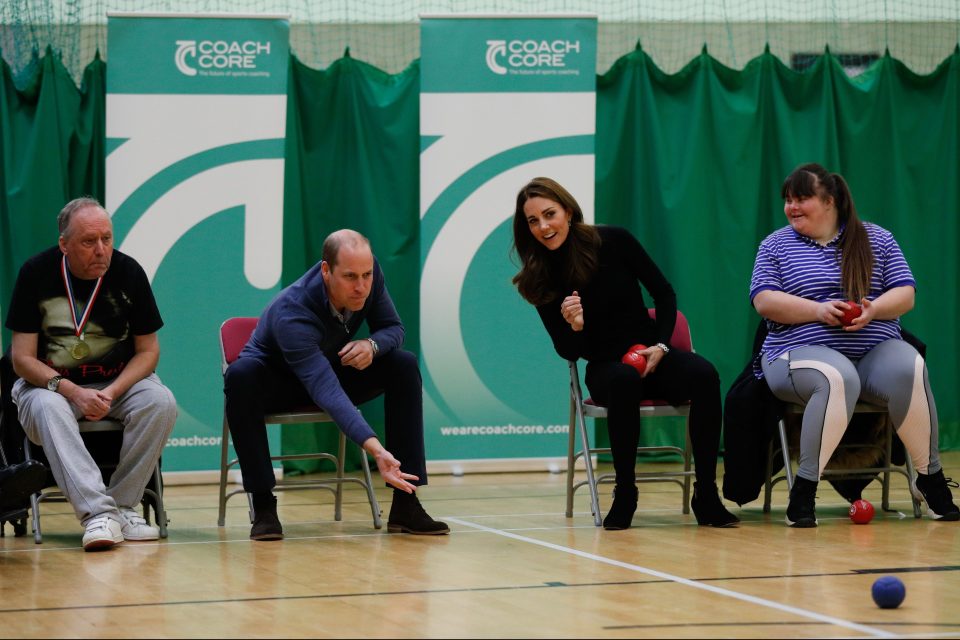  The pair play boccia during a visit to learn about the Coach Core Essex apprenticeship scheme at Basildon Sporting Village