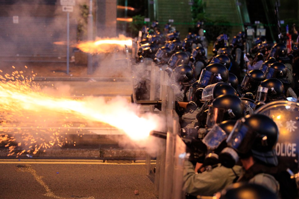  Hong Kong police fire tear gas at protesters in Sai Wan, on July 28