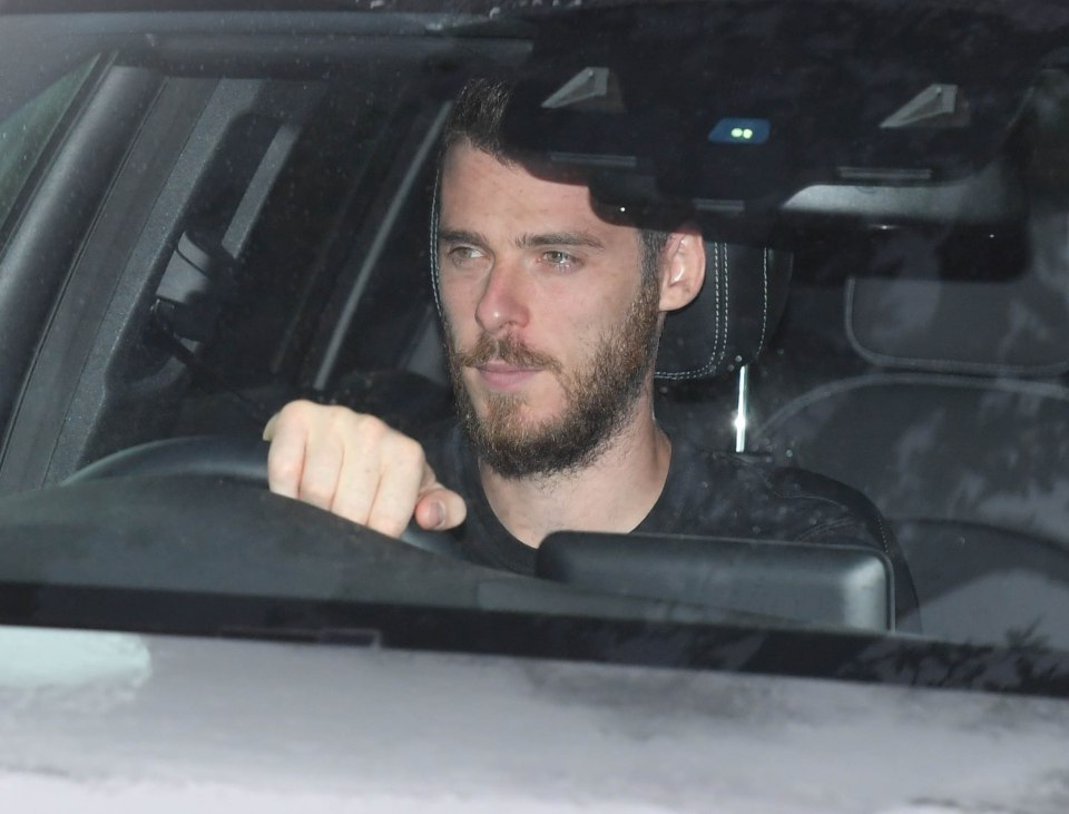  Keeper David de Gea arrives at training in Manchester